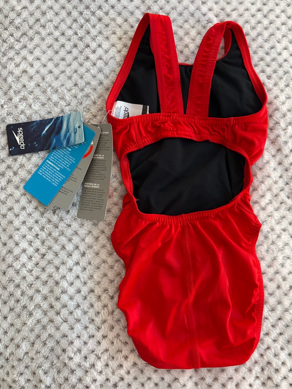 Speedo Girls’ Modern Aquablade Recordbreaker One-Piece Swimsuit in Red - Size 18 - Picture 3 of 6